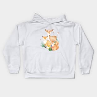 Forest Animals Deer, Fox, and Squirrel Kids Hoodie